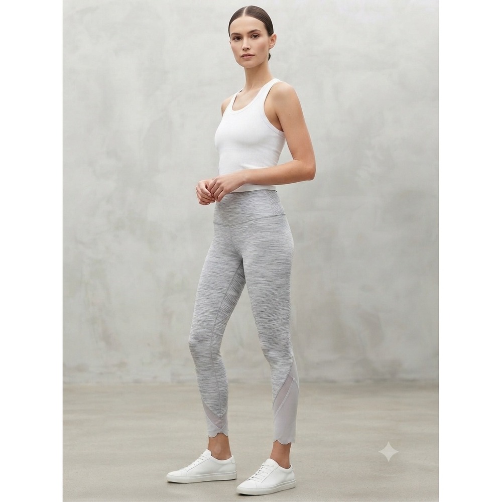 Lululemon‎ Leggings Women 4 Grey Space Dye Wunder Under Scallop Mesh Yoga Pants